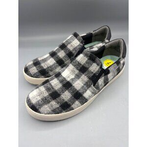 Dr. Scholls Cozy Plaid Slip-On Sneakers Womens Size 7 Black & White